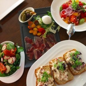 Gluten-free lunch spread from Atrio Wine Bar & Restaurant at the Conrad Hotel